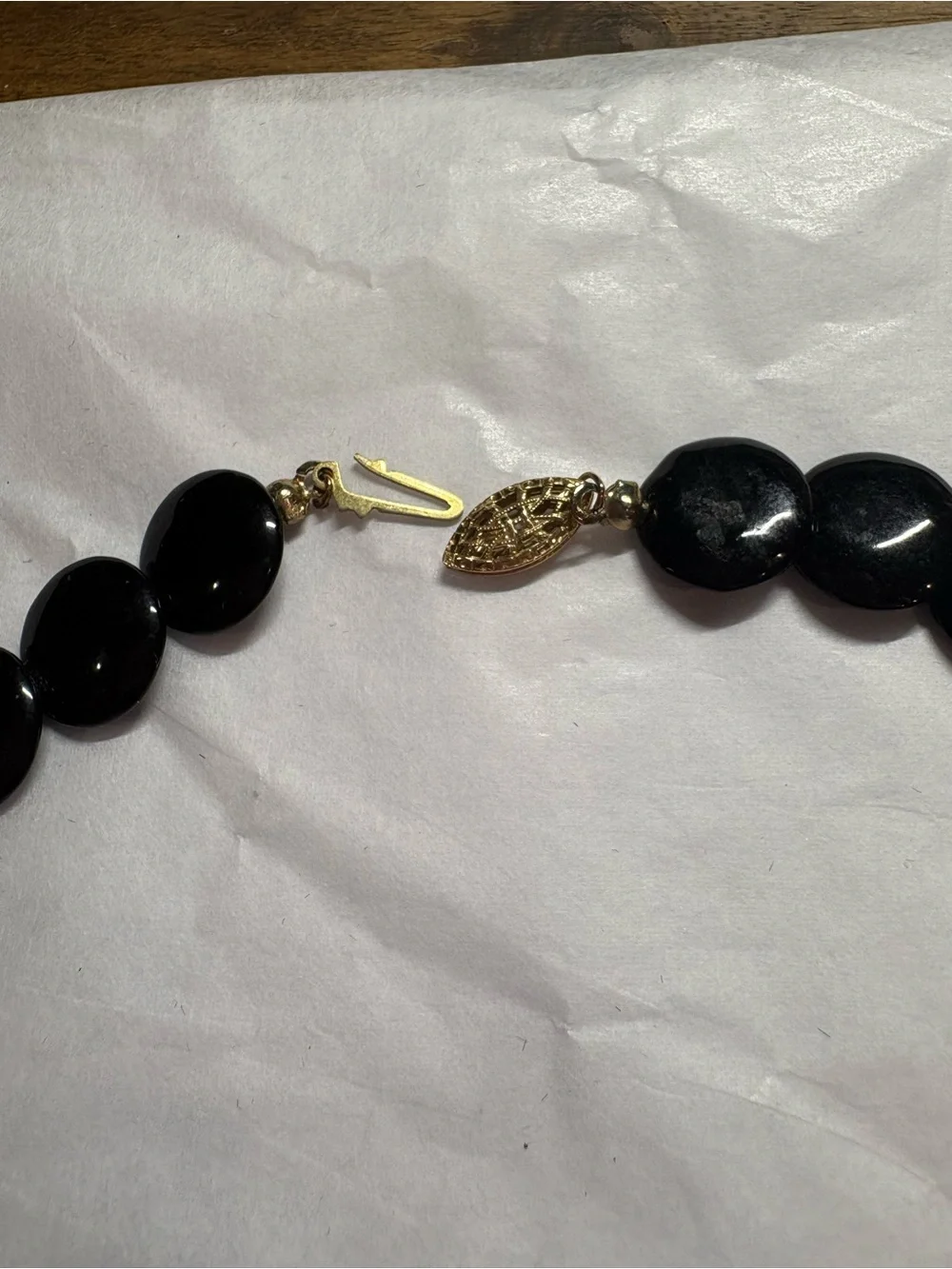 Black Beaded Necklace with Gold Clasp - Women Jewelry